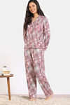 Zivame Print Fusion Knit Poly Pyjama Set - Snow White — thumbnail 3